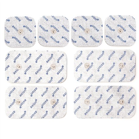 axion Lot de 8 électrodes Mixtes Patch Compatible avec Les appareils COMPEX | Electrostimulateur TENS et EMS avec Connexion par