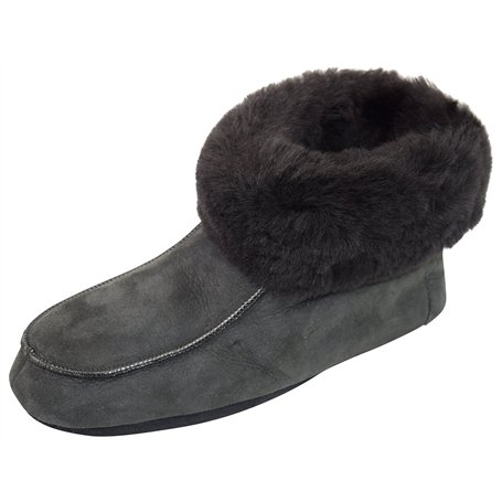 Naturasan Chaussons en laine d'agneau pour femme - Avec semelle en cuir - Doux et moelleux - Doublure en peau de mouton chaude -