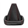 L&P A0026 Soufflet de levier de vitesses 100 % en cuir véritable En noir avec piqûre rouge