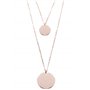 Happiness Boutique Femmes Collier Cercle Multi Rangs Plaqué Or Rose | Collier Délicat à Deux Chaînes et 2 Pendentifs Disque Rond