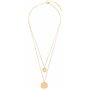 Happiness Boutique Femmes Collier Cercle Multi Rangs Plaqué Or | Collier Délicat à Deux Chaînes et 2 Pendentifs Disque Rond