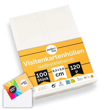 perfect line 100 pochettes de cartes de visite autocollantes 95x60 mm