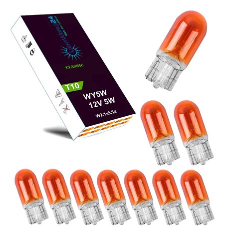LIGHTWORLD24 Lot de 10 ampoules clignotantes WY5W T10 12V 5 Watts 5W Culot 2