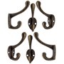 Fuxxer Lot de 6 petits crochets de porte-manteaux antiques en fer au design laiton bronze