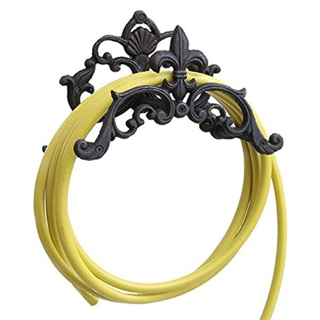 Support mural en fonte pour tuyau de jardin - 28 x 18 x 14 cm - En métal - Marron foncé antique