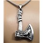 Vikings Pendentif en métal Motif hache viking Loup avec collier en acier inoxydable dans une pochette à bijoux, Métal
