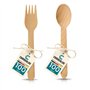 Lot de 100 fourchettes en bois et 100 cuillères en bois - Vaisselle jetable en bois - Fourchette jetable - Couverts en bois (100
