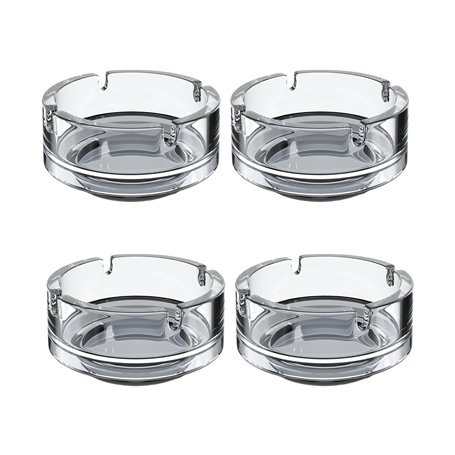 Clearfee Lot de 4 mini cendriers en verre | Cendrier en verre | Passe au lave-vaisselle | Empilables | Transparent