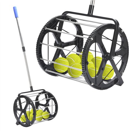 Effekt Manufaktur Rouleau de balle de tennis - Capacité de 50 balles - Barre télescopique réglable en métal - Convient pour tout