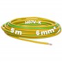 Kalitec Câble de câblage électrique H07V-K 6 mm² vert et jaune - 5 m - Flexible - Câble de terre - Conducteur de protection 6 mm
