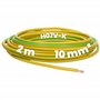 Kalitec Câble de câblage H07V-K 10 mm² vert/jaune - 2 m - Flexible - Câble de terre - Conducteur de protection 10 mm² - Toron en
