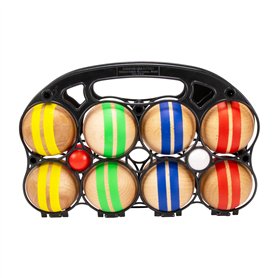 GICO Jeu de pétanque en bois massif rayé avec 8 boules diamètre 7 cm Fabriqué en UE - 3015 GICO Jeu de pétanque en bois massif rayé avec 8 boules diamètre 7 cm Fabriqué en UE - 3015