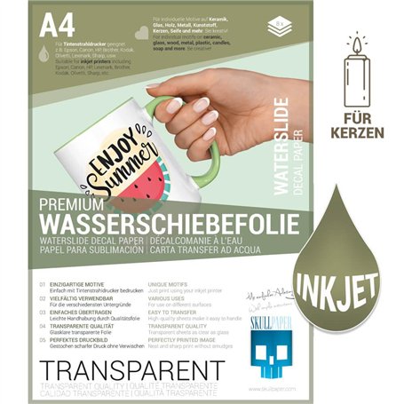 SKULLPAPER® Papier décalcomanie à eau ultra fin pour imprimante à jet d'encre Transparent Pour céramique