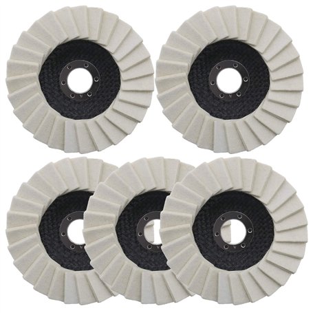 OTOTEC 5pcs Roue de Polissage en Feutre de Laine 125mm Rondelle Dentelée Disque Rabat pour Acier Inoxydable Verre Métaux Alumini