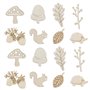 100pcs Décor en Bois Embellissements Copeaux de Bois Décoratifs Écureuil Champignon Feuille Formes Tranches de Bois Ornements po