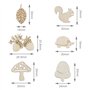 100pcs Décor en Bois Embellissements Copeaux de Bois Décoratifs Écureuil Champignon Feuille Formes Tranches de Bois Ornements po
