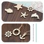 100pcs Animaux de Mer en Bois Pièces Dauphin Étoile de Mer Hippocampe Copeaux de Bois Décoratifs Embellissements pour Bricolage 