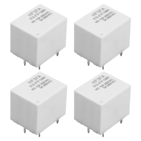 OTOTEC Lot de 4 Petits Relais de Puissance HF3FA 012-ZTF Relais de Puissance à 5 Broches DC 12 V 10 A 250 V Adapté à La Domotiqu