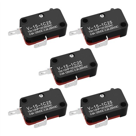 EMSea Lot de 5 micro-interrupteurs de fin de course V-15-1C25 à 2 broches SPDT - Convient pour les appareils électriques et élec