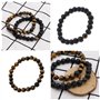 YINETTECH Lot de 2 Bracelets élastiques en Pierre de Lave Naturelle volcanique avec Perles de 8 mm pour Homme et Femme pour Anni