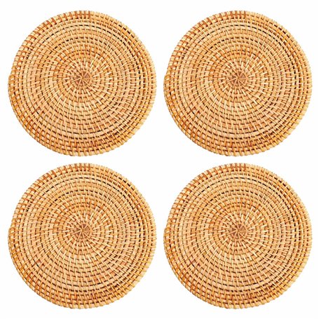 Haptufer 4 PièCes SéRies Dessous de Plateaux en Rotin pour Plaques Chaudes IsoléEs