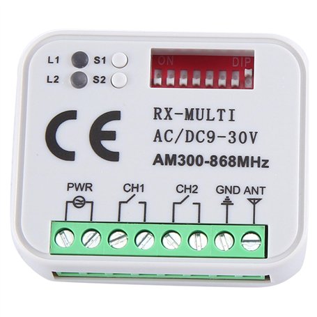 HiCOZZIE Récepteur Universel RX Multifréquence 300-868 MHz 2CH 12 V 24 V Module de Relais Télécommande de Porte de Garage 433