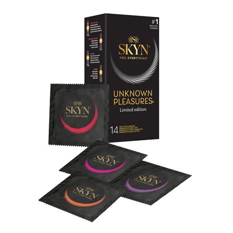 Skyn Unknown Pleasures+ : Boîte de 14 préservatifs masculins sans latex / 2x Intense Feel texture intensément perlée