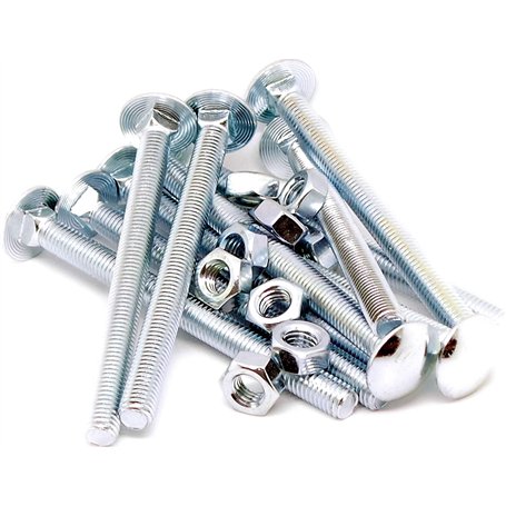 Merriway BH07606 Boulon et écrou de carrosserie en acier zingué brillant M10 x 150 mm Argenté