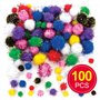 Baker Ross Pompons à paillettes - Lot de 100