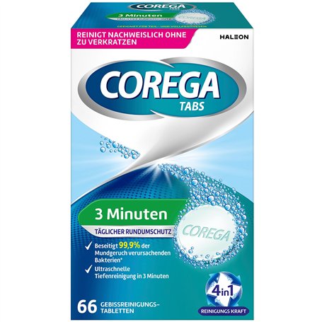 Corega TABS de nettoyage 3 minutes pour prothèses dentaires/troisième dents amovibles