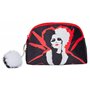 Cruella Trousse de maquillage pour femme Disney Villians Trousse de toilette en peluche, Noir , Taille unique, Trousse de maquil