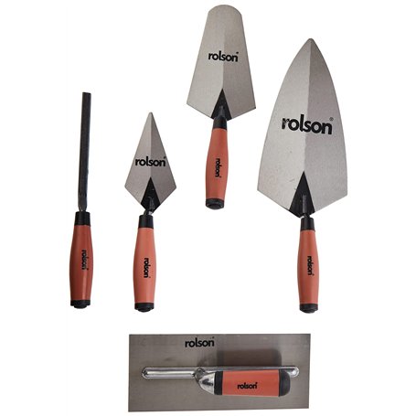Rolson 52489 Ensemble de truelles de professionnel avec poignée lisse (5 pièces)