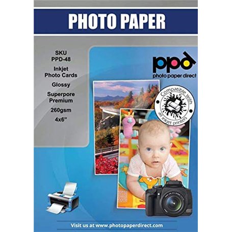 PPD 6x4” x 100 Papiers Photo PREMIUM Brillant 260g Jet d' Encre