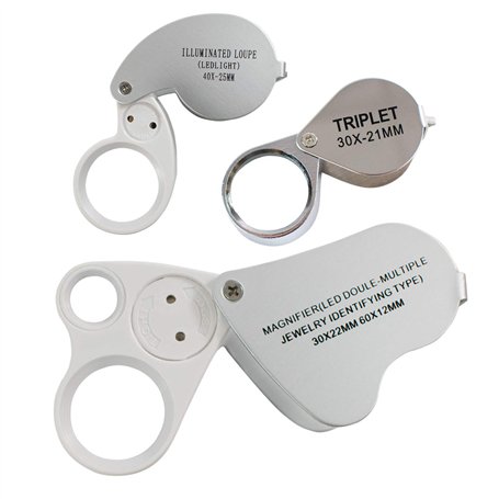 TRIXES Set de 3 loupes de bijoutier lentilles 30