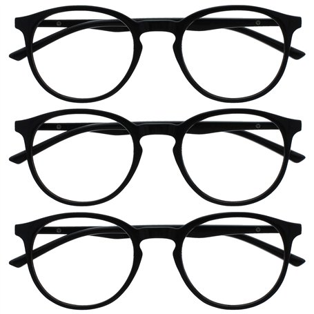OPULIZE Met Lunettes de Lecture Anti-Lumière Bleue Pack de 3 Montures Rondes et Minces Charnières à Ressort Améliore le Sommeil