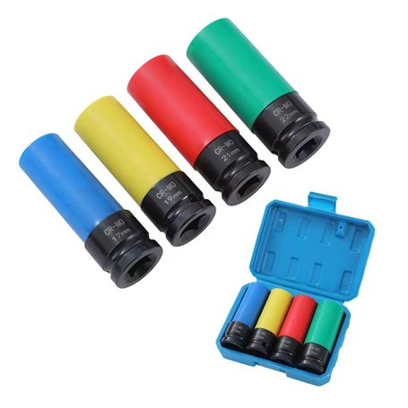 KATSU 1/2" Jeu de Douilles à Chocs pour Jantes Aluminium 17mm 19mm 21mm 22mm 4 Pièces