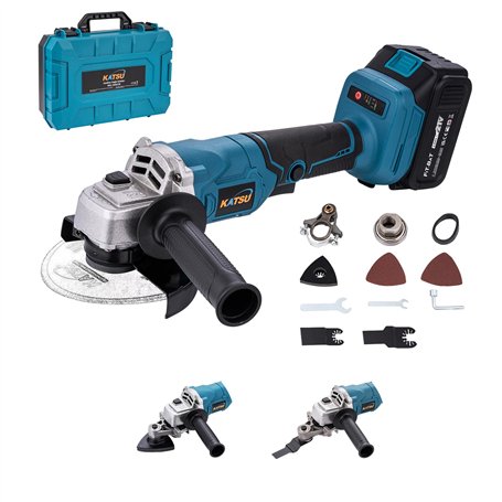 KATSU FIT-BAT 21V Meuleuse d'Angle sans Fil Brushless 115mm 125mm Moteur sans Balais avec 3