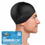 SOL 1 bonnet de bain XL noir en silicone imperméable pour homme et femme avec une tête plus grande