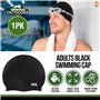 SOL 1 bonnet de bain XL noir en silicone imperméable pour homme et femme avec une tête plus grande, idéal pour les cheveux longs