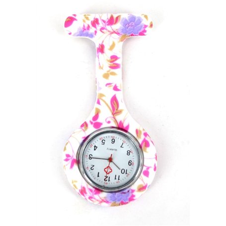 Boolavard Affaire Infirmière de Silicone Docteur Tunique Montre Broche (Pale Violet Fleurs)