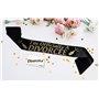 SMARTYPANTS Personalised I'm Officially A Divorcee Sash Divorcee Divorce Satin Banner Party Night Out - Black And Gold Glitter