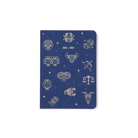 Letts of London Zodiac Agenda scolaire semainier 2024/2025 Bleu nuit Format A6