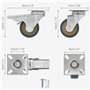 Kurtzy Roulette Charge Lourde Pivotante - Lot 8 Petite Roulettes pour Meubles Lourd de 50 mm en Caoutchouc avec Vis et Frein - R