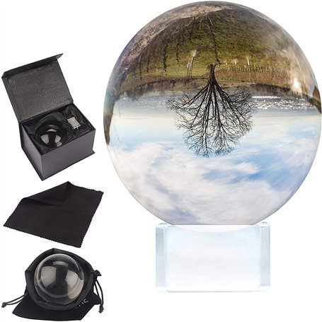 BELLE VOUS Boule de Cristal K9 80 mm - Boule Cristal Photographie 8 cm avec Support