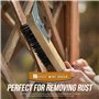 Lot de 3 brosses métalliques en bois - Brosse en acier robuste à 4 rangées avec manche en bois et grattoir en métal - Brosse mét