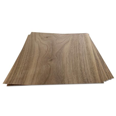 WoodPress® Placage de Bois de Noyer Véritable - Paquet de 6 Feuilles - Format A4 (environ 21 cm x 29 cm) - Placage de Marqueteri