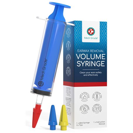 Kit Élimination de Bouchon d’Oreille – Nettoyage Oreille Sûr par Medi Grade – Nettoyeur Oreille – Livré avec Seringue 60ml
