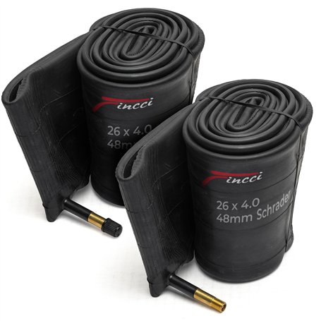 Fincci Chambres à Air Fatbike VTT 26 x 2.40 Pouces - Paire Chambre a air 26" avec Valve Schrader 48mm pour Route bici