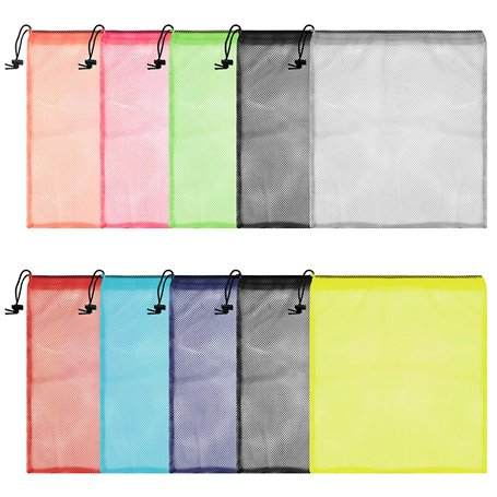 BELLE VOUS Filet à Linge Multicolore en Nylon avec Cordon de Serrage (Lot de 10) - Sac Filet Courses 35