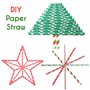 Paille Papier Noel (200 Pcs) - Paille Decorative Biodegradables 2 Couleurs Thème de Noel avec 8 Designs Différents - Paille a Bo